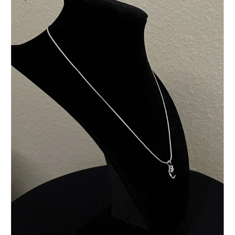 925 Sterling Silver Man in the Moon Pendant & Star Diamond Cut Necklace 9